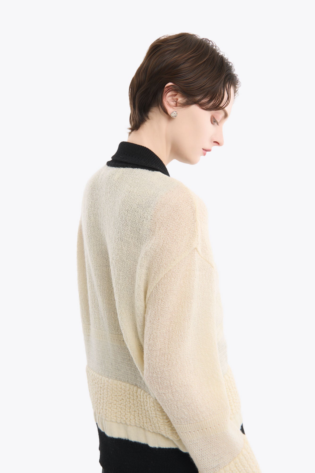 Trillium embroidered knit shirt cardigan (Ivory)