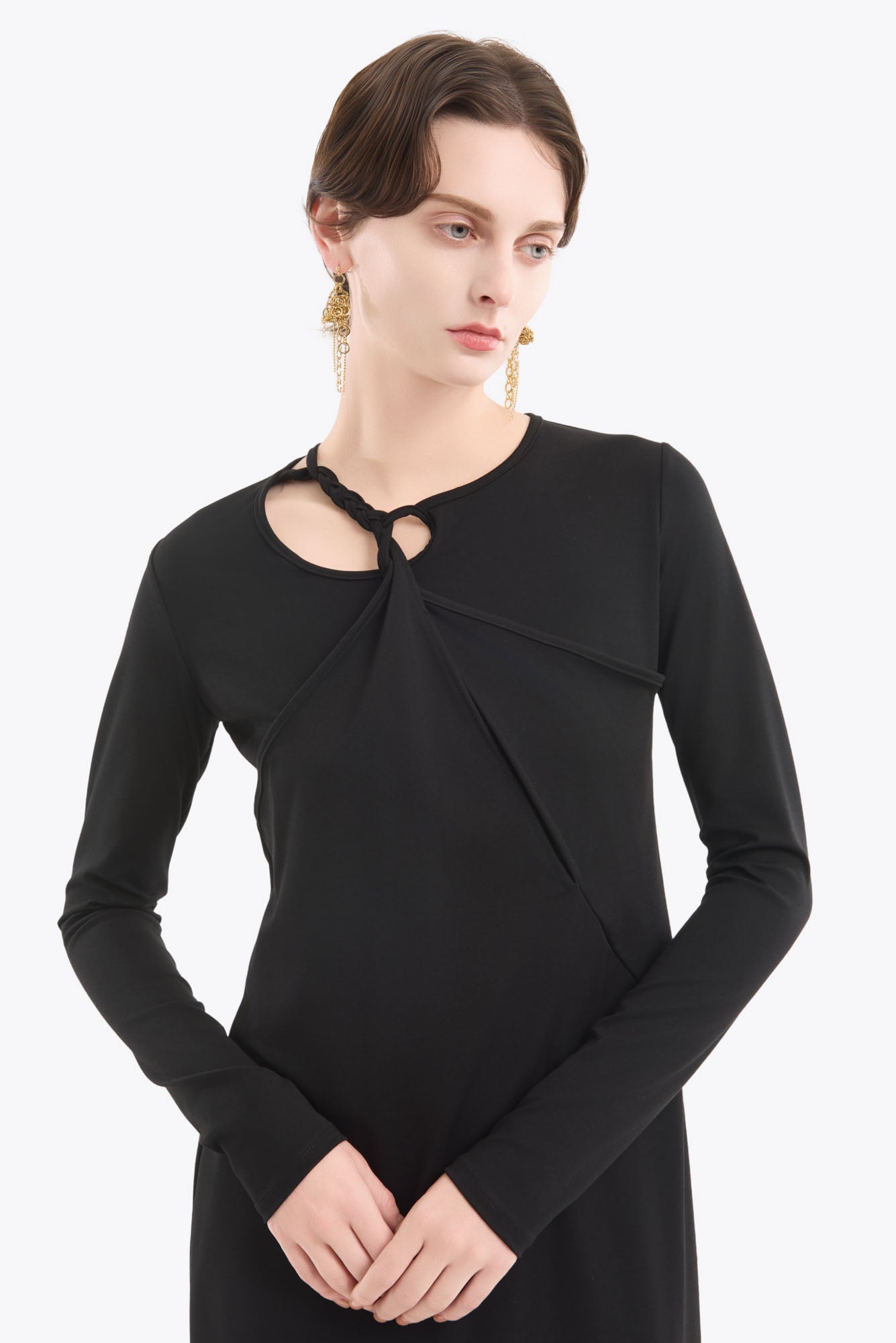 Twist jersey dress (Black)
