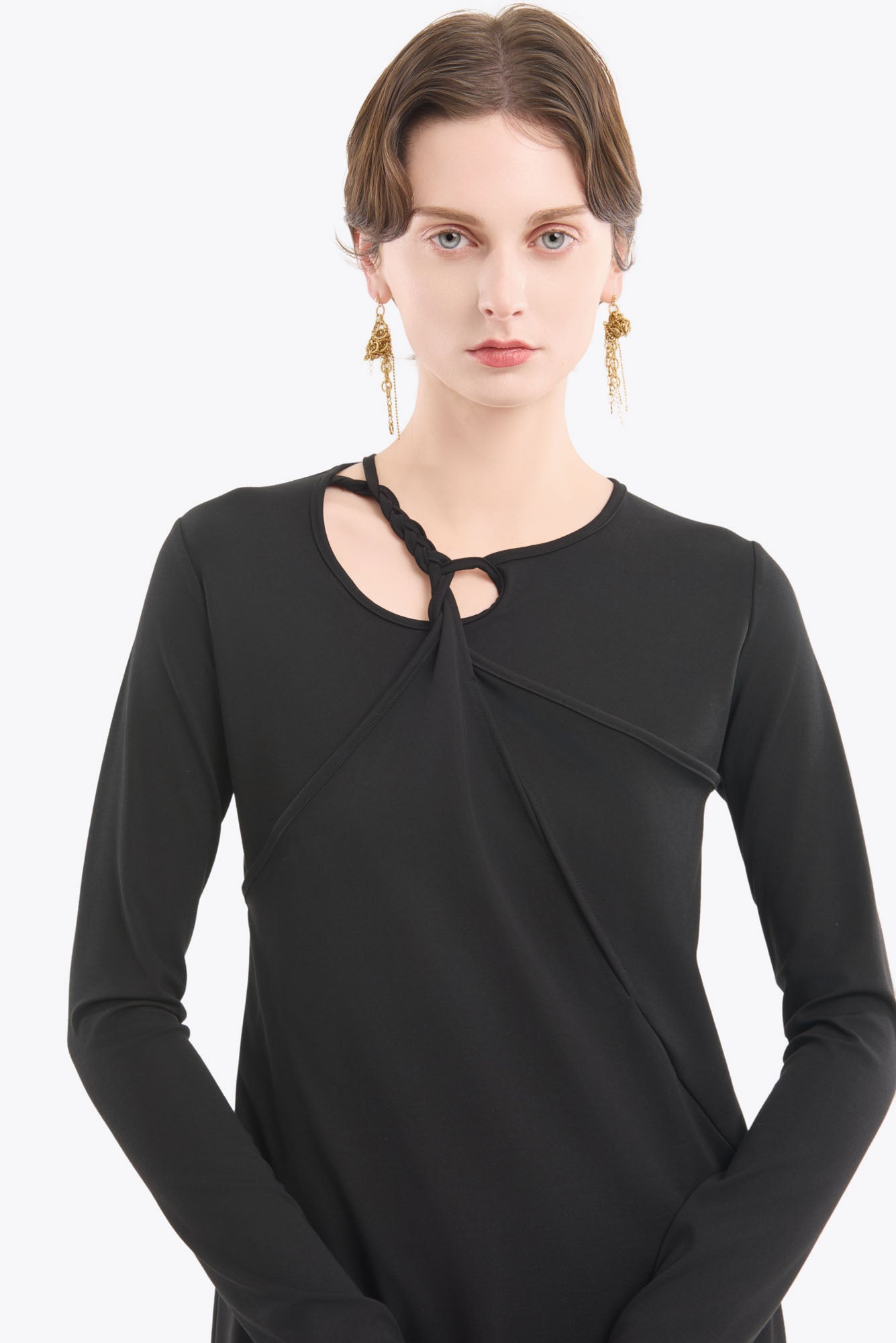 Twist jersey dress (Black)