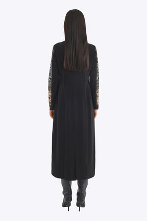 Petal collar lace dress (Black)