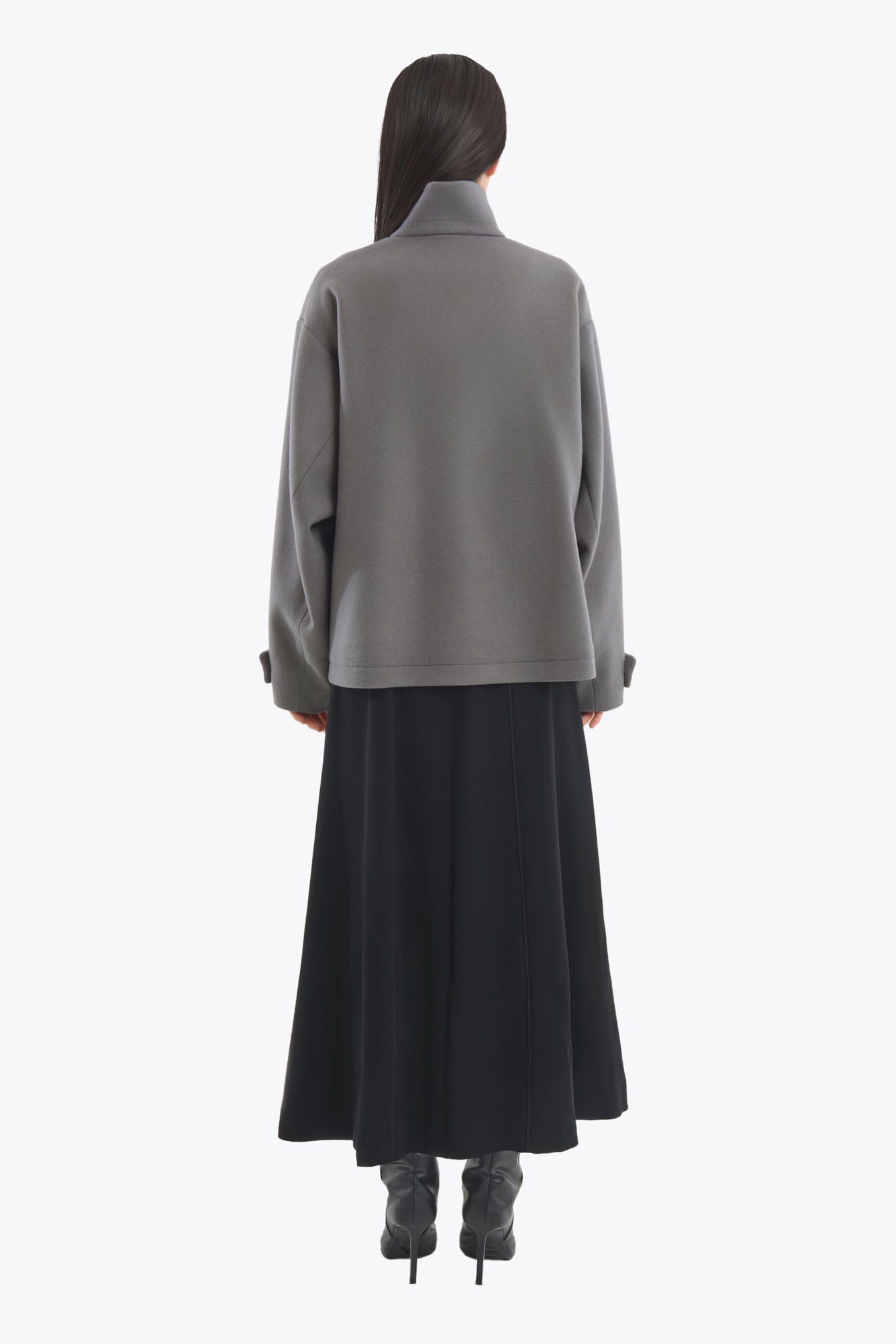 Trillium embroidered wool coat (Gray)