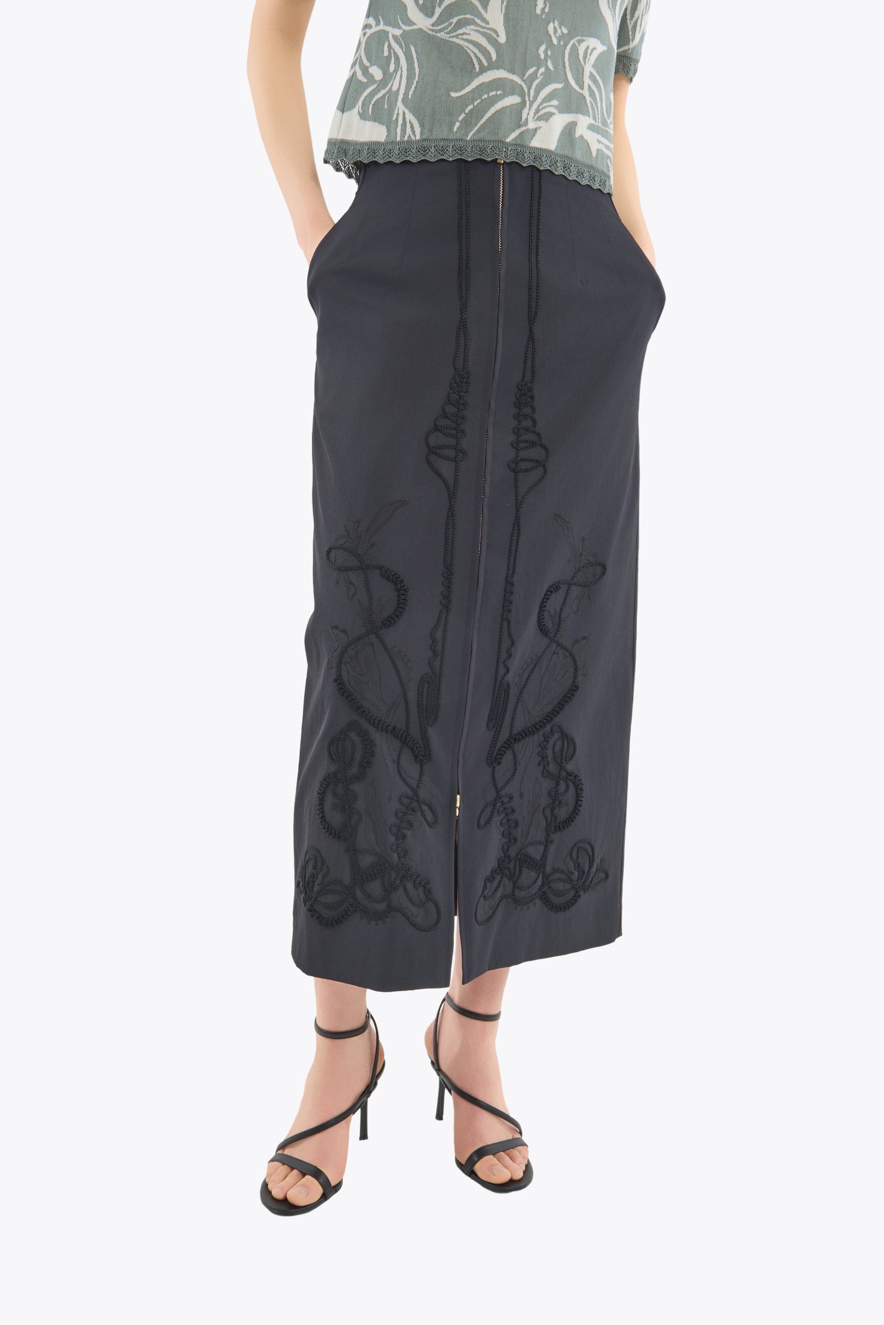 Flower vein knit tops (Green)