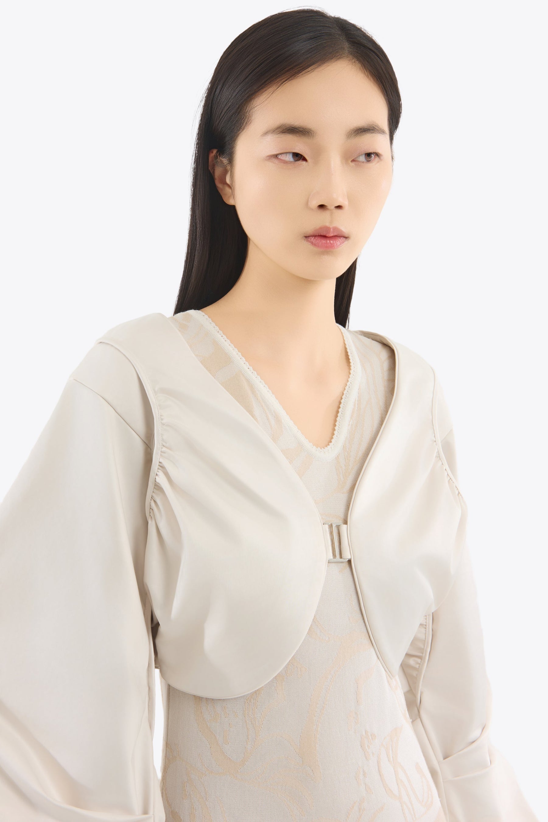 Flower vein knit dress (Ivory)