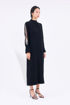 Petal sleeve lace dress (Black)｜予約商品 5月末お届け