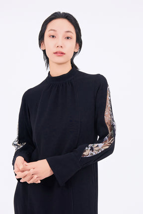 Petal sleeve lace dress (Black)｜予約商品 5月末お届け