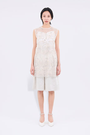 Seem flower lace sleeveless tops (Ivory)