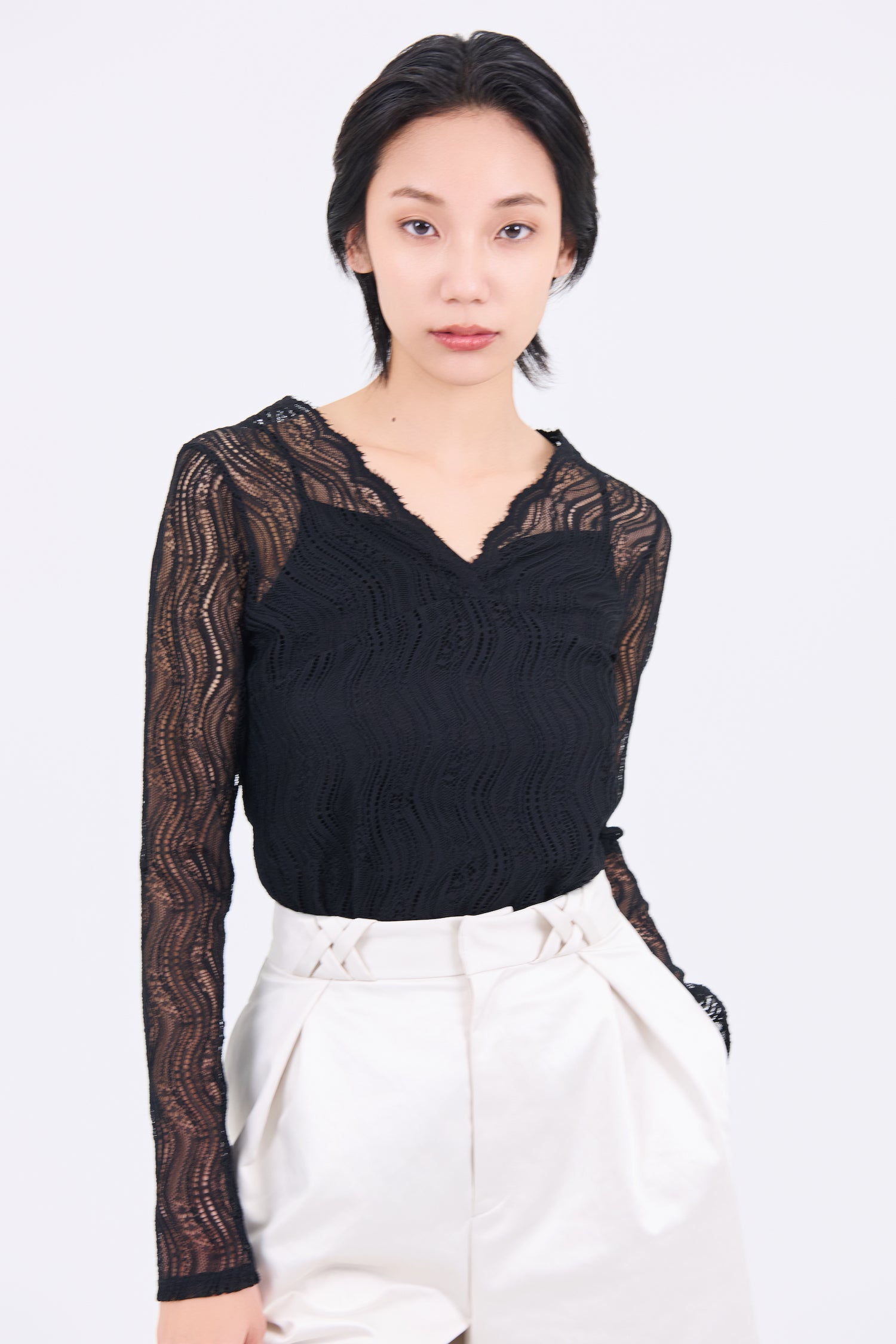 Stretch lace tops (Black)