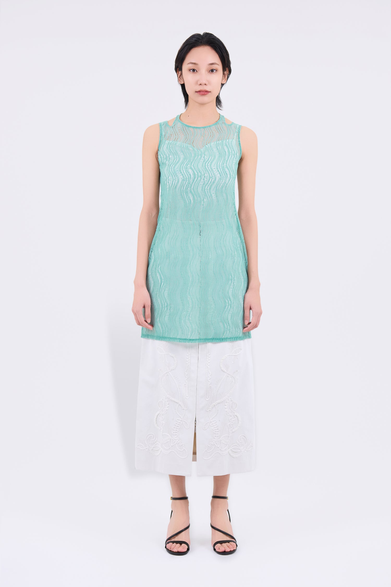 Stretch lace sleeveless tops (Mint)