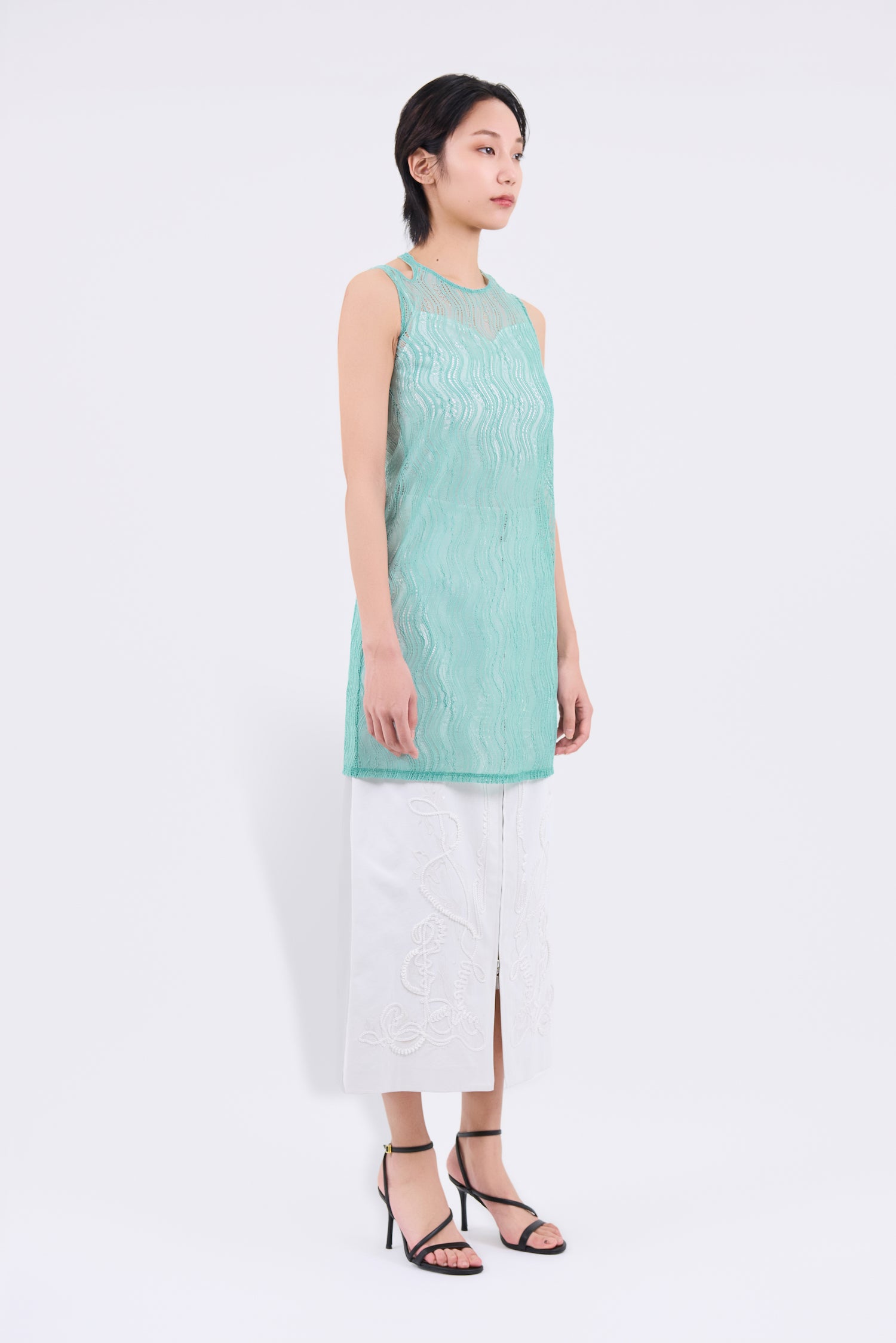 Stretch lace sleeveless tops (Mint)