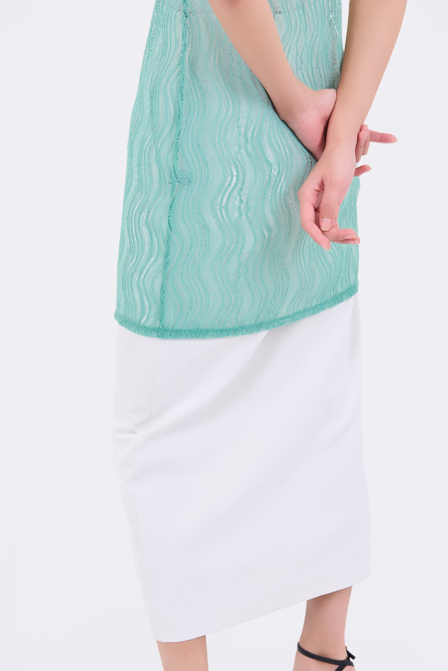 Stretch lace sleeveless tops (Mint)