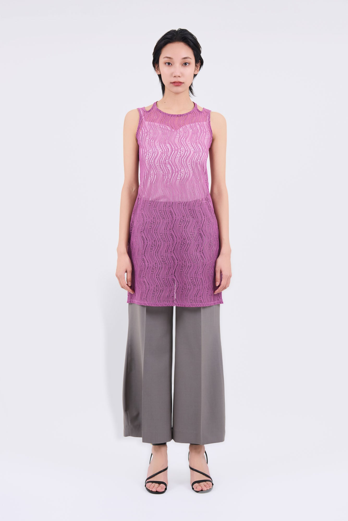 Stretch lace sleeveless tops (Purple)