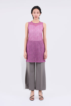 Stretch lace sleeveless tops (Purple)