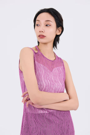 Stretch lace sleeveless tops (Purple)