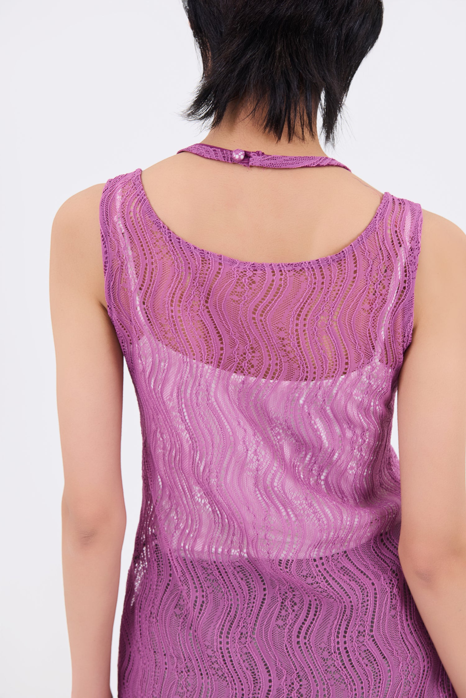 Stretch lace sleeveless tops (Purple)