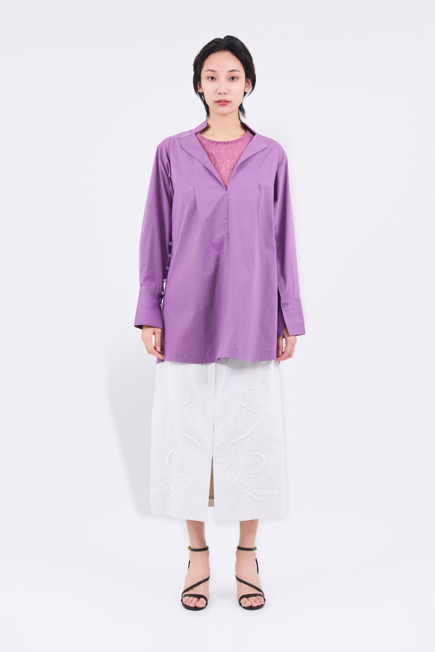 Slit skipper shirt (Purple)