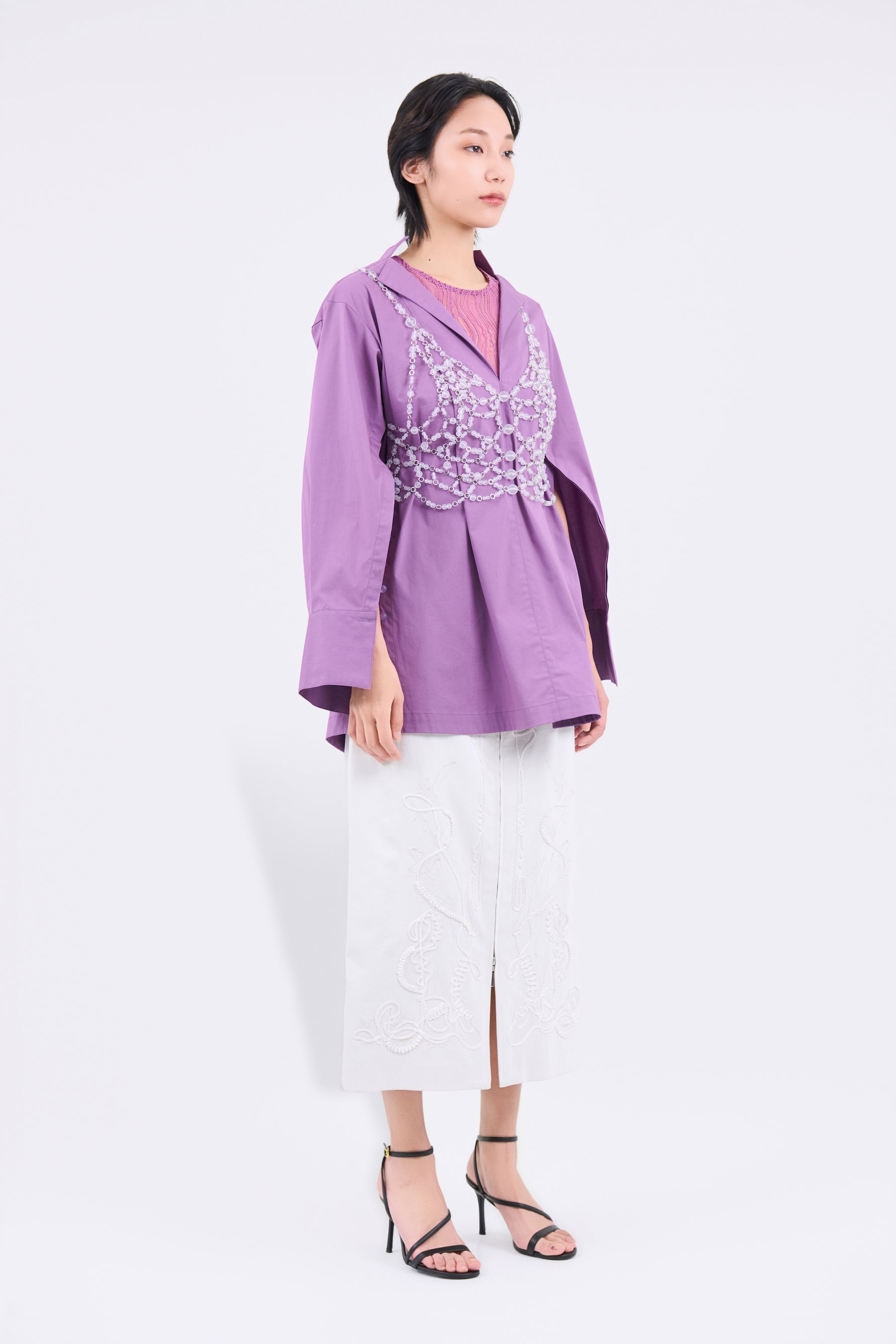 Slit skipper shirt (Purple)