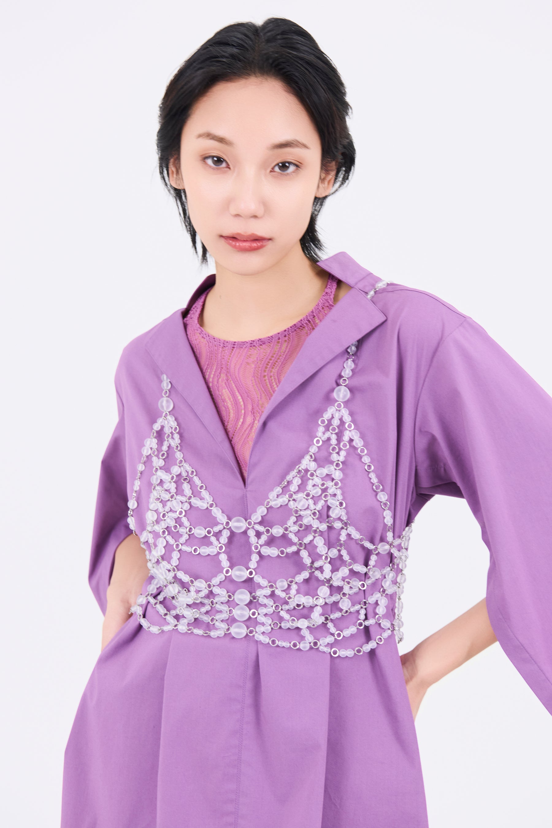 Slit skipper shirt (Purple)