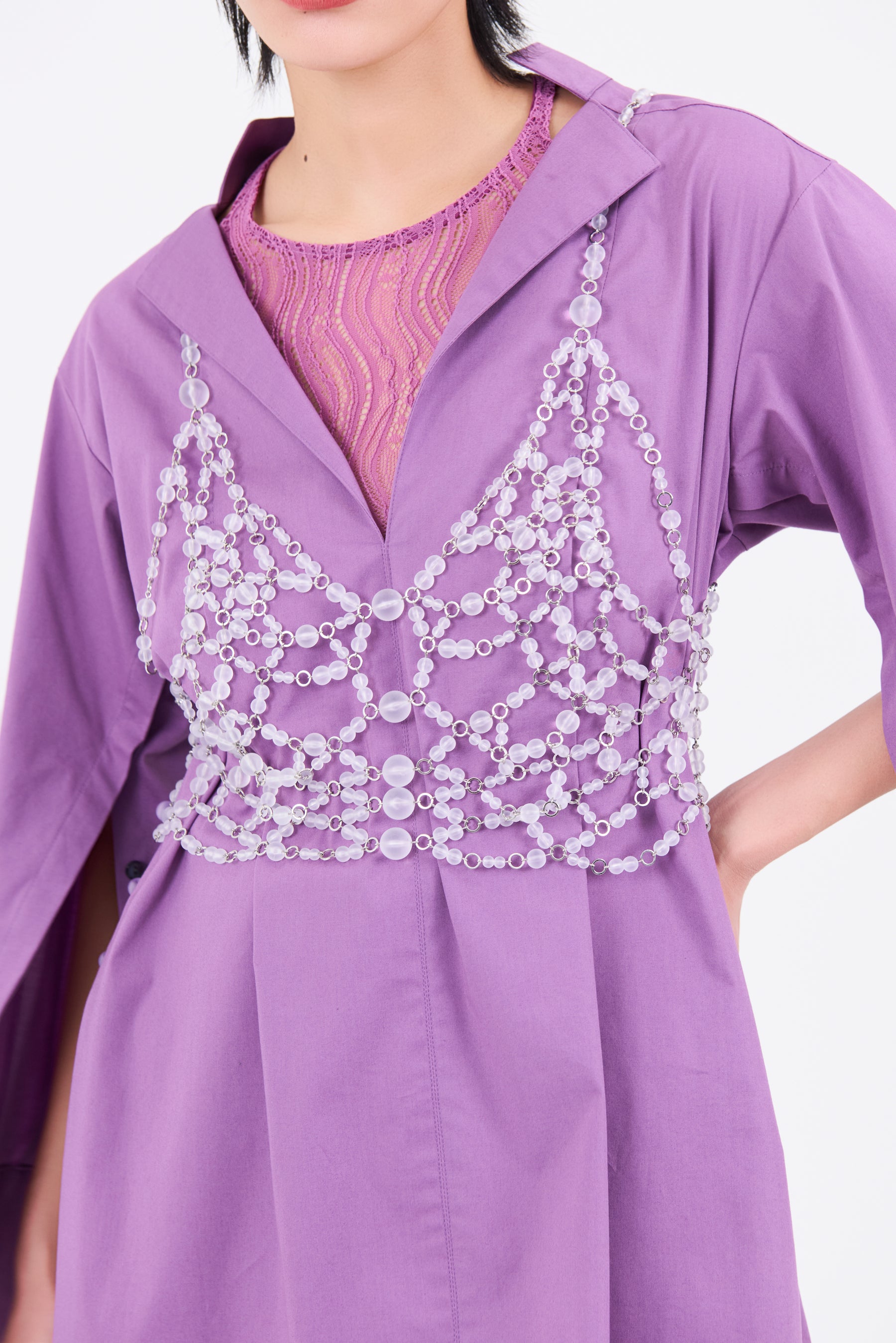 Slit skipper shirt (Purple)