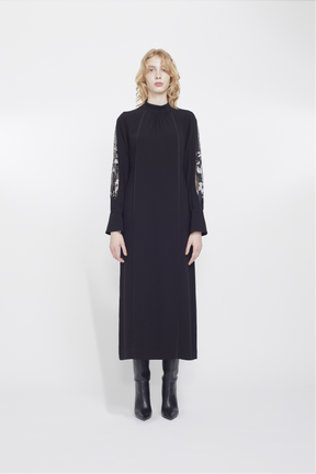 Petal sleeve lace dress (Black)