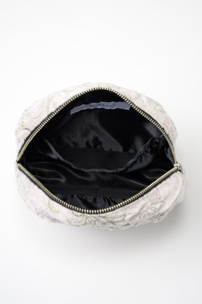 Ice flower embroidery pouch (Ivory)