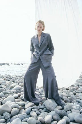 Barrel flare trousers (Gray)