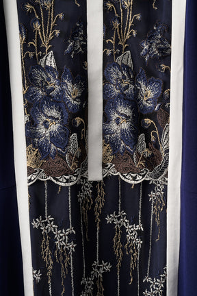 Framed flower lace dress (Navy)