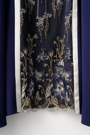 Framed flower lace dress (Navy)