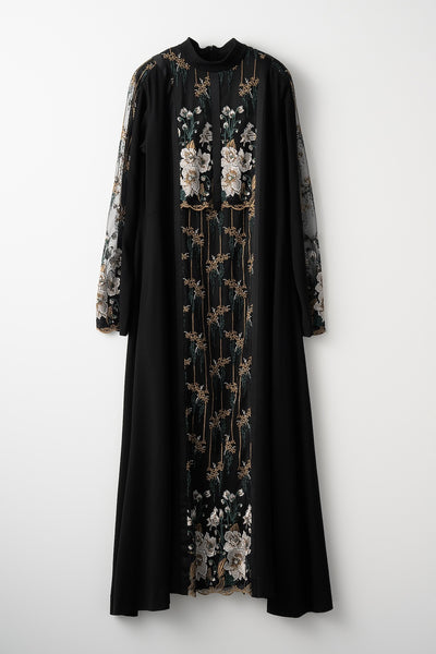 Framed flower lace dress (Black)