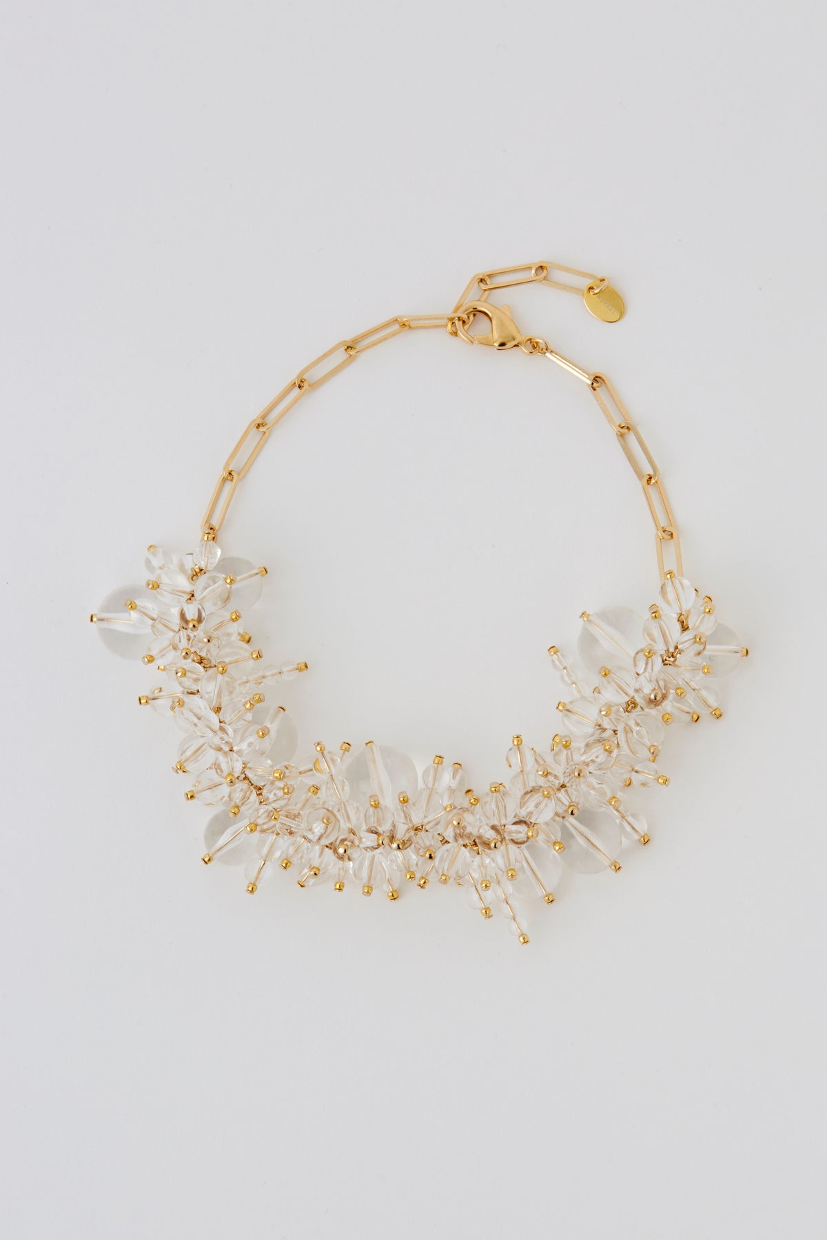 Dripping clear necklace (Gold)