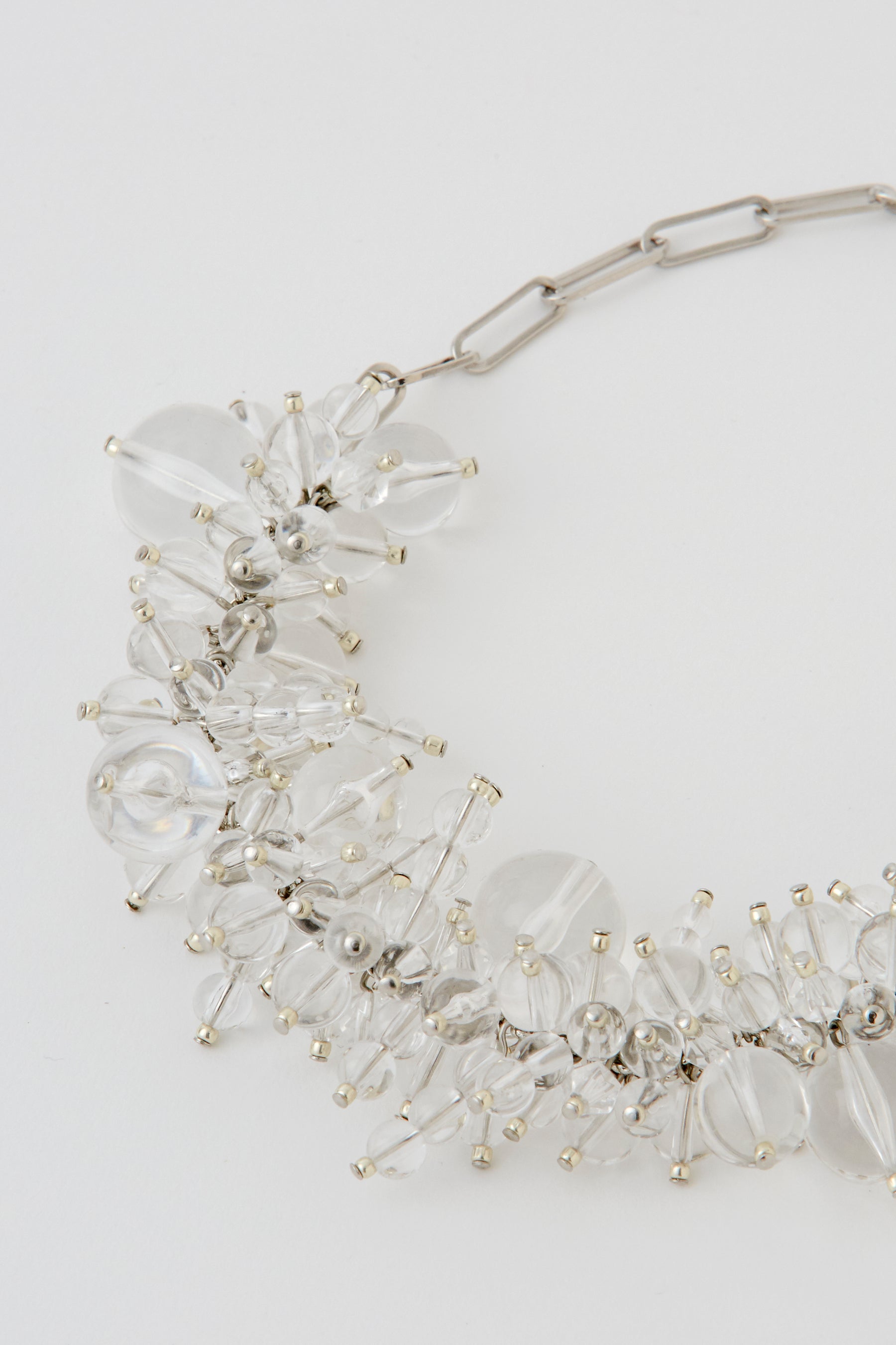 Dripping clear necklace (Silver)