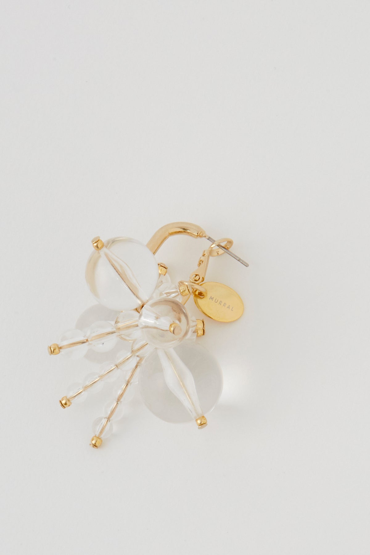 Dripping clear pierced earring (Gold)