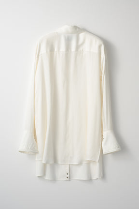 Framed embroidery wrap shirt (White)