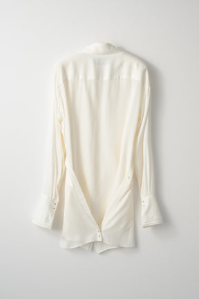 Framed embroidery wrap shirt (White)