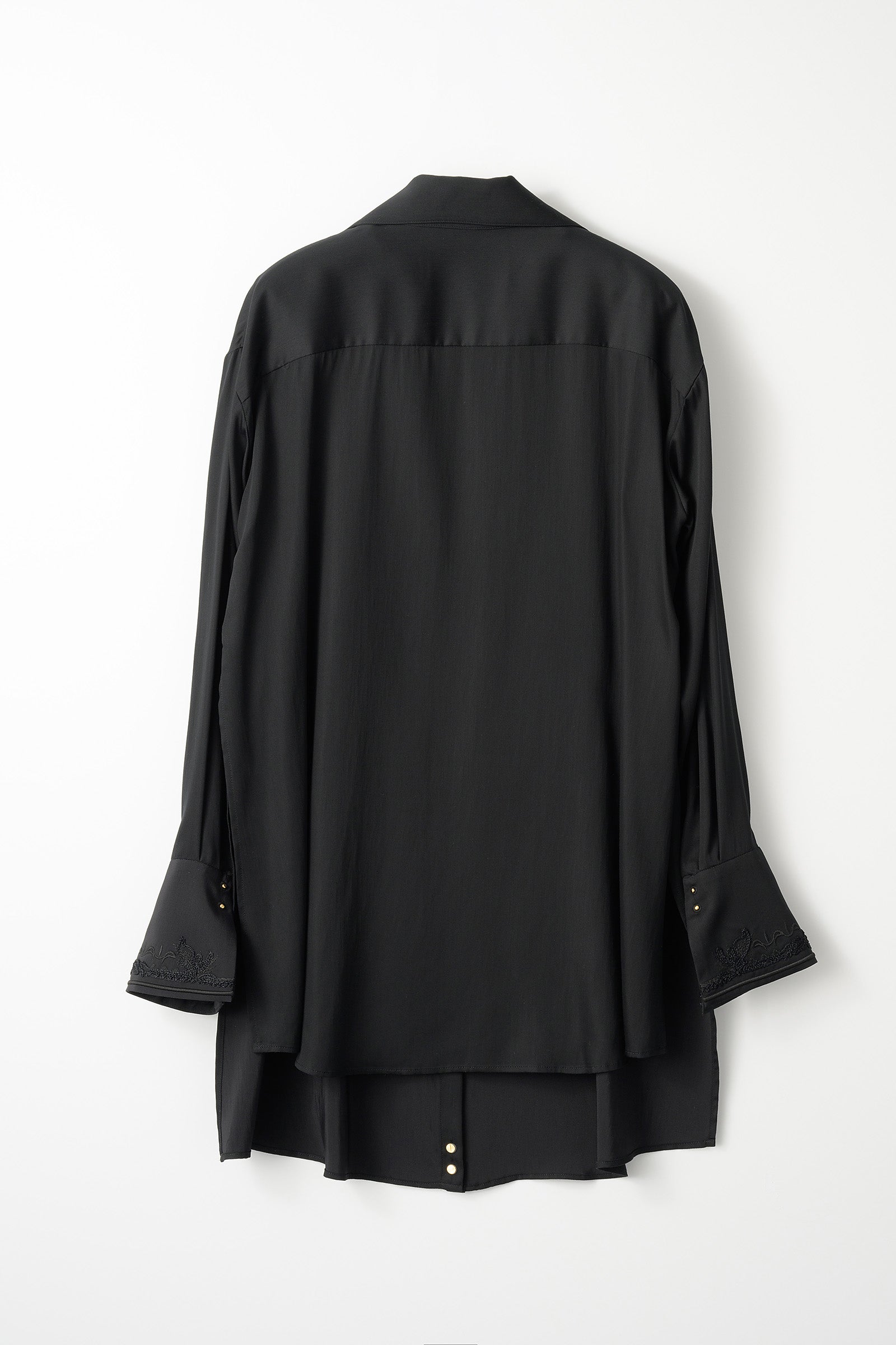 Framed embroidery wrap shirt (Black)