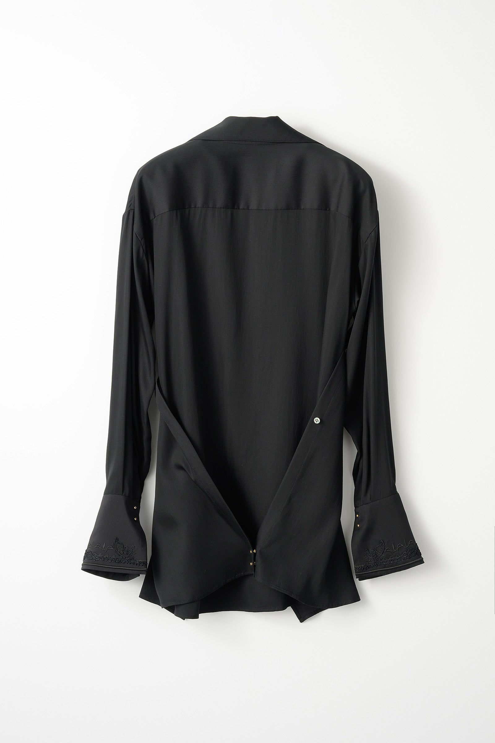 Framed embroidery wrap shirt (Black)