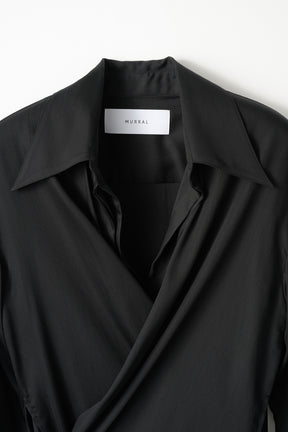 Framed embroidery wrap shirt (Black)