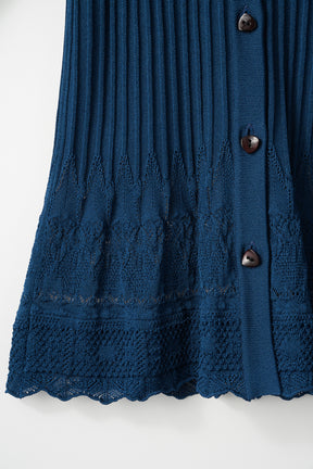 Emerge flower knit shirt cardigan (Blue)