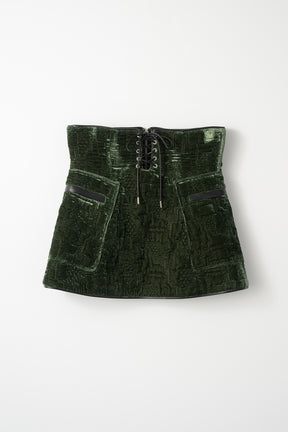 Symbolic embroidery velvet corset (Green)