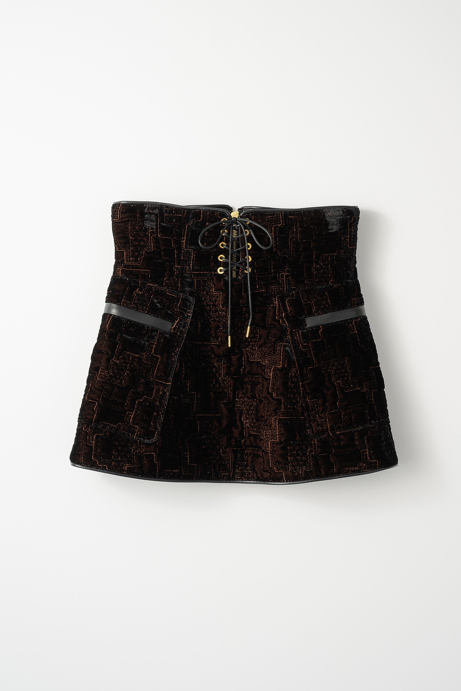 Symbolic embroidery velvet corset (Brown)