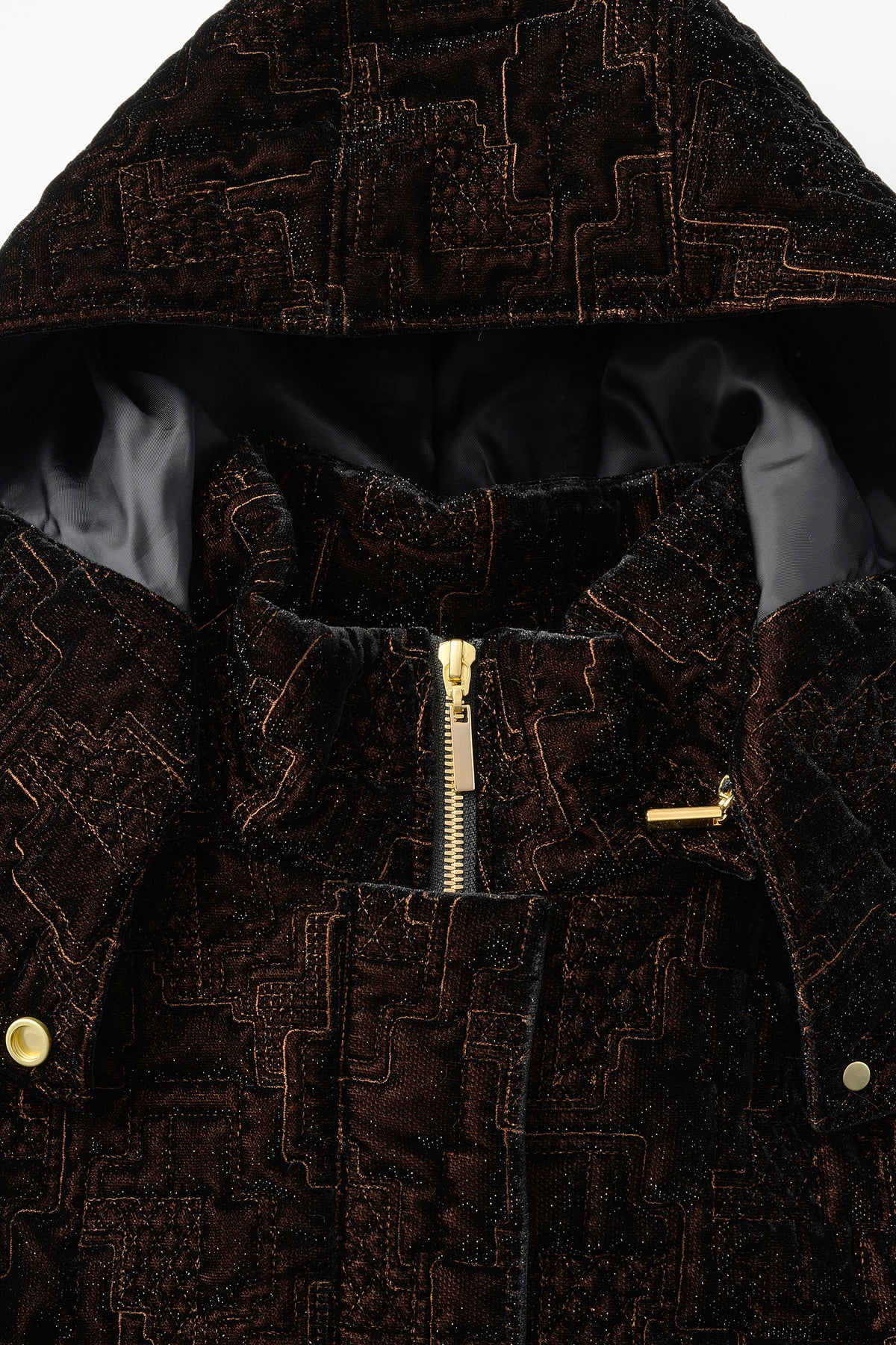 Symbolic embroidery velvet sleeveless jacket (Brown)