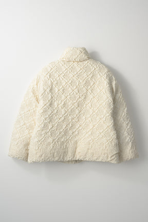 Dahlia shrinking embroidery down jacket (Ivory)