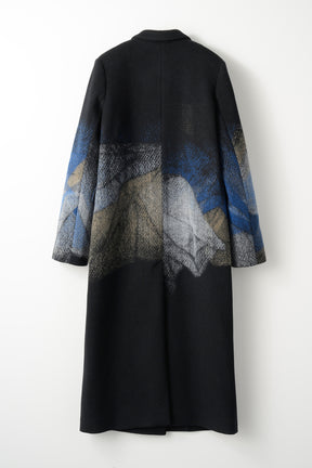 "Emerge" needle punch wool coat (Black)