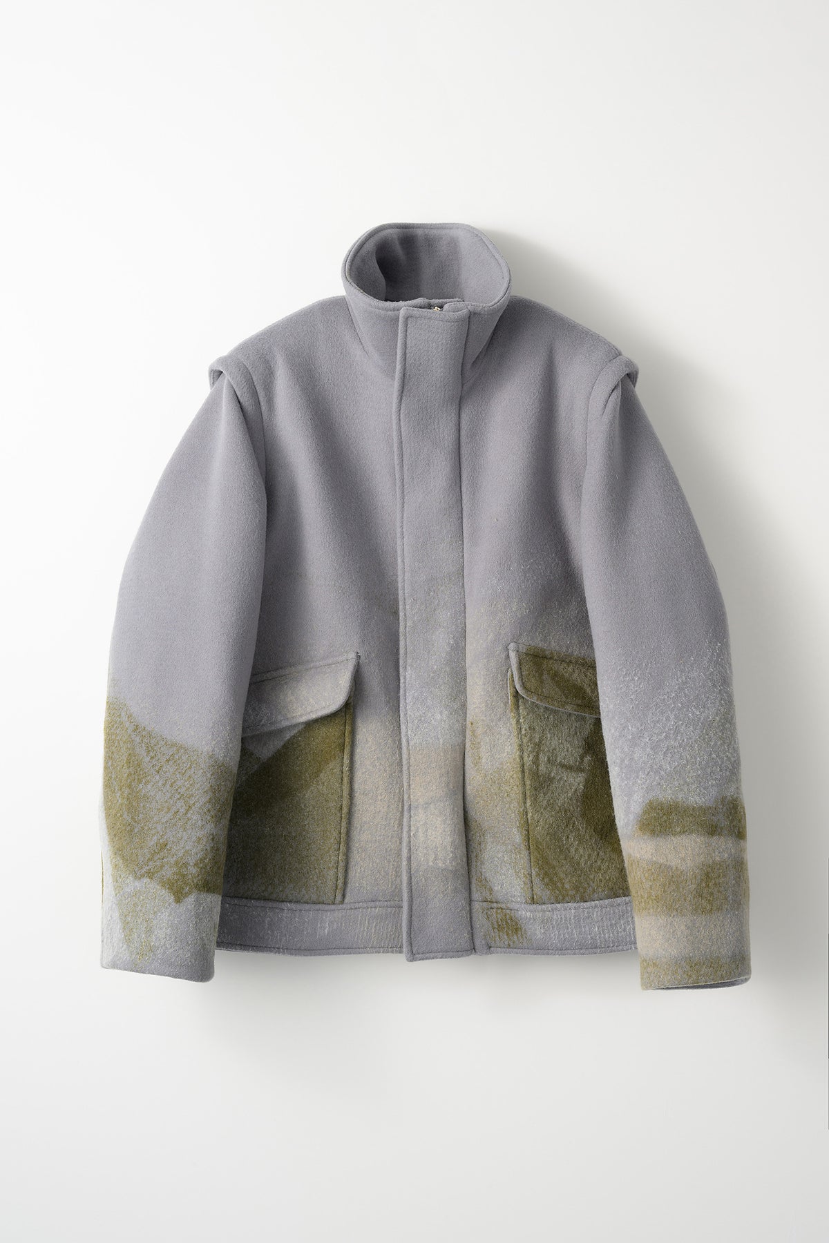 "Emerge" needle punch wool jacket (Gray)