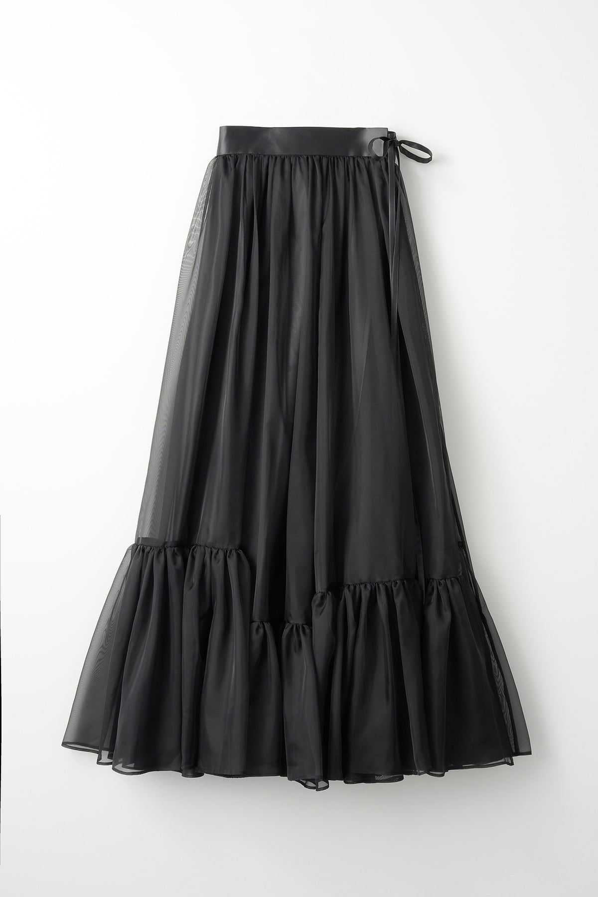 Spacious sheer wrap skirt (Black)