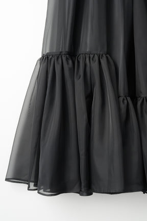 Spacious sheer wrap skirt (Black)