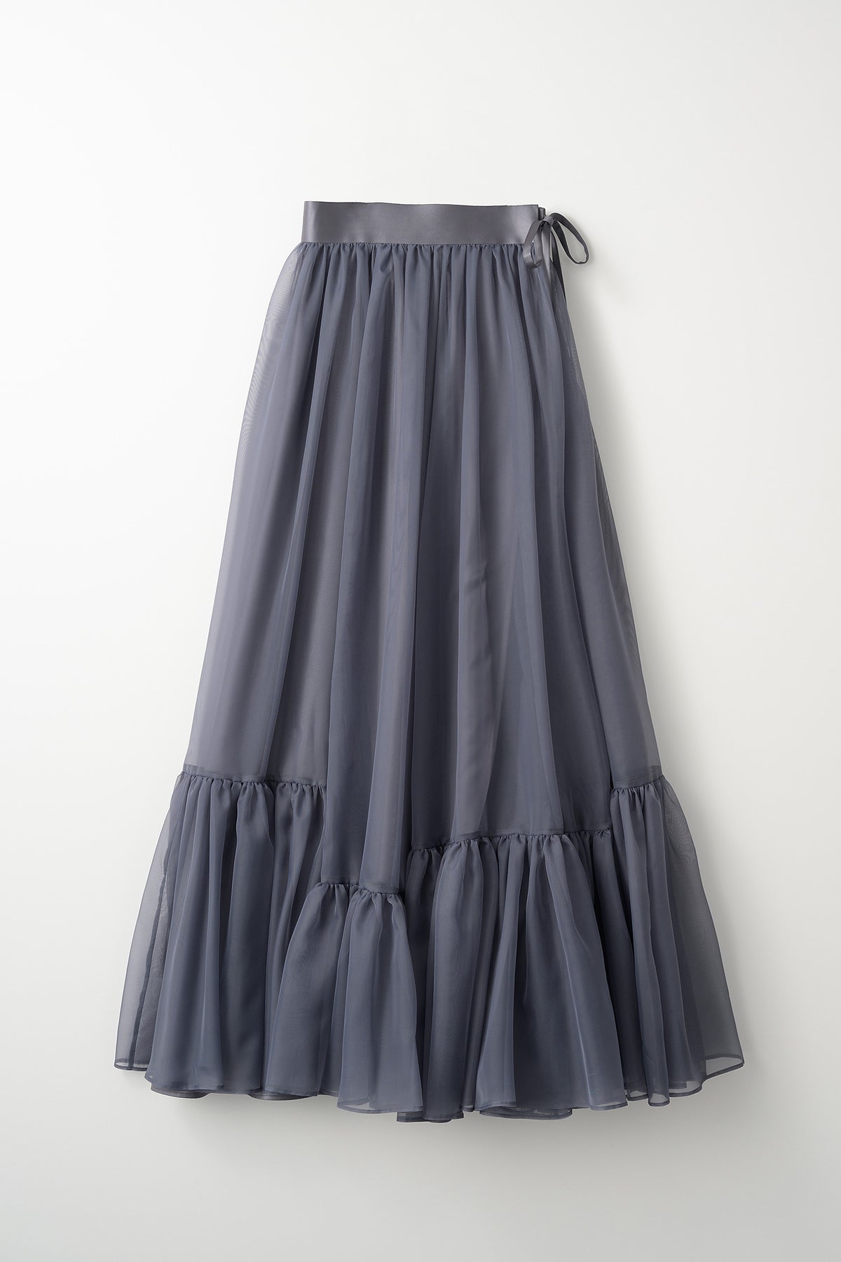 Spacious sheer wrap skirt (Gray)