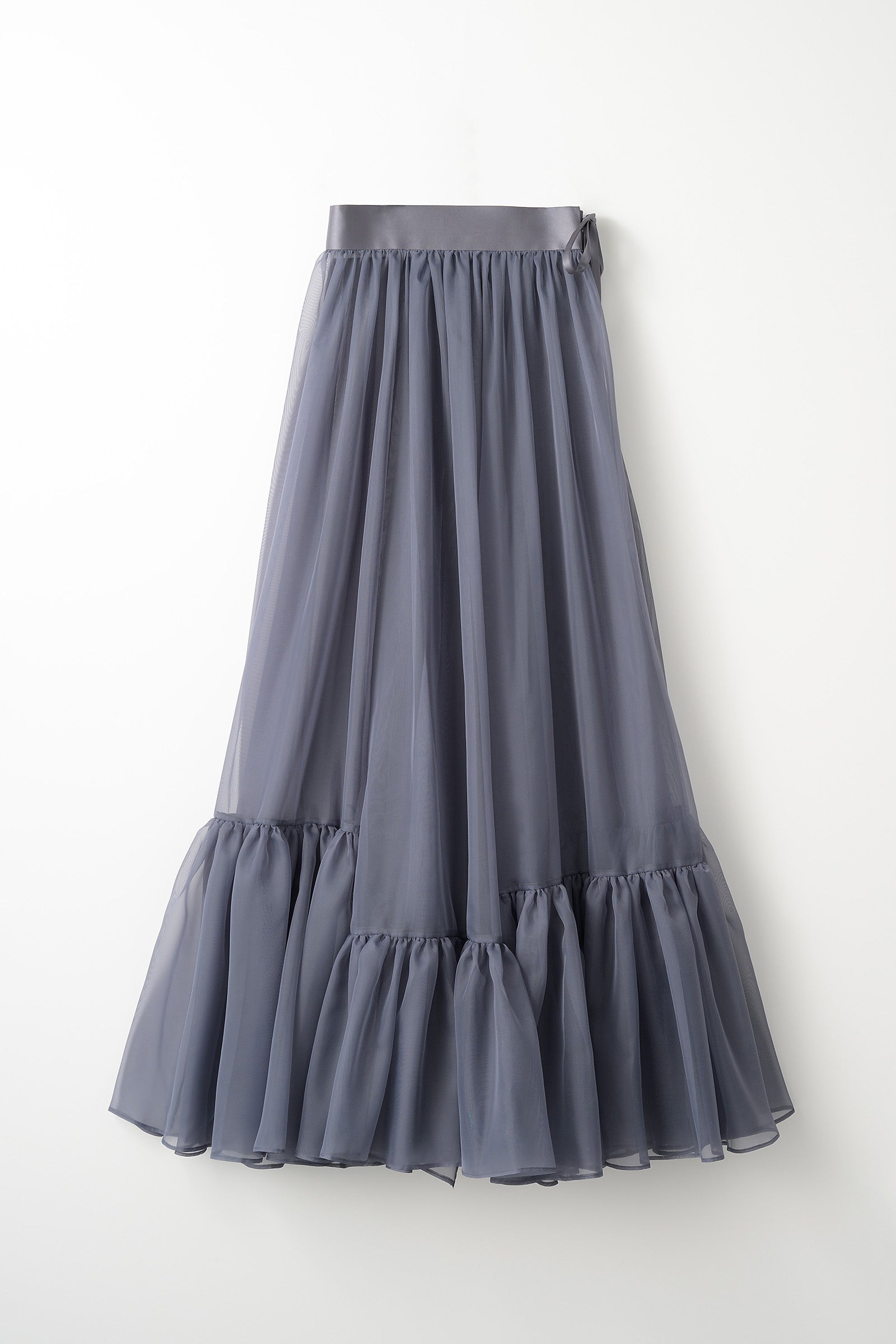 Spacious sheer wrap skirt (Gray)