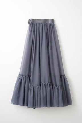 Spacious sheer wrap skirt (Gray)