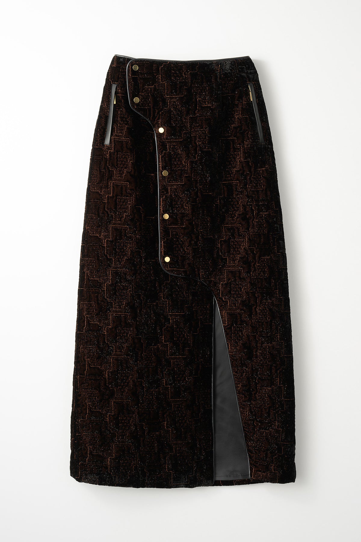 Symbolic embroidery velvet skirt (Brown)