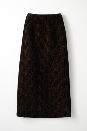 Symbolic embroidery velvet skirt (Brown)